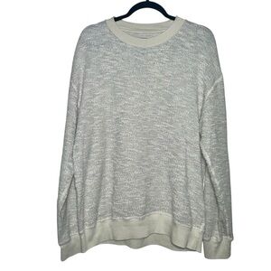 GOODLIFE Men’s Bone Crew Neck Chunky Knit Long Sleeve Linen Blend Sweater- Large